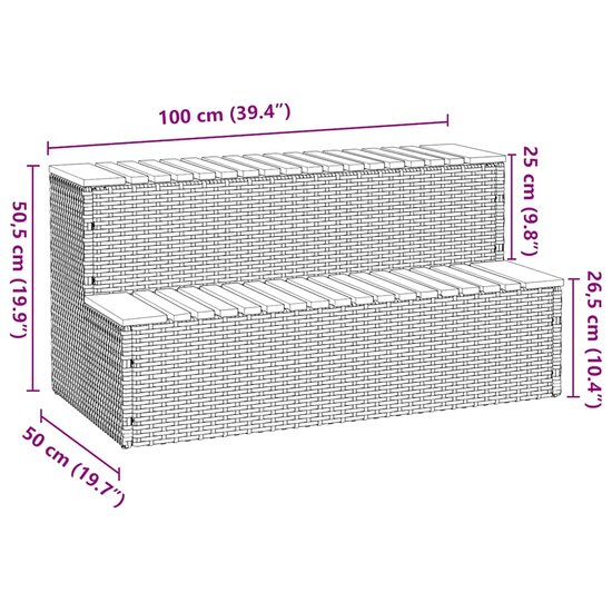 Hottub-Opstap 100X50X50,5 Cm Poly Rattan&amp;Massief Acaciahout 100 x 50 x 50.5 cm Grijs