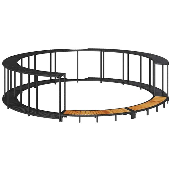 Hottub Surround Opbergruimte Houten Opstapje Poly Rattan Zwart