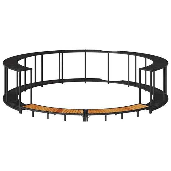 Hottub Surround Opbergruimte Houten Opstapje Poly Rattan Zwart