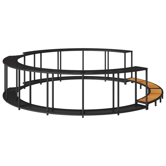 Hottub Surround Opbergruimte Houten Opstapje Poly Rattan Zwart