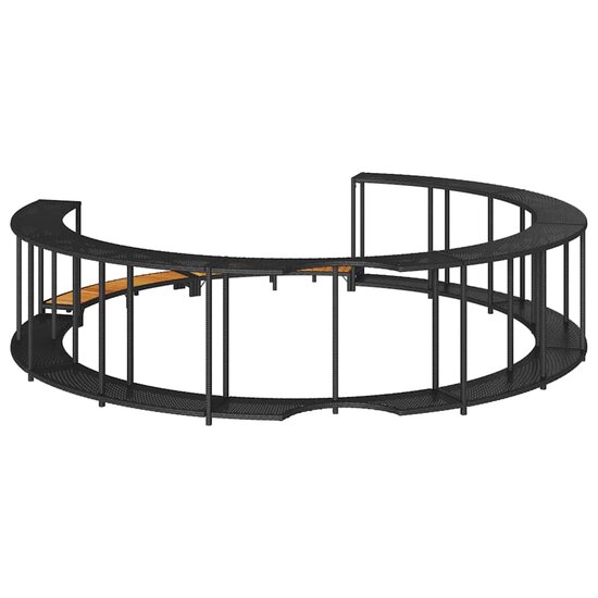 Hottub Surround Opbergruimte Houten Opstapje Poly Rattan Zwart