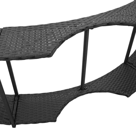 Hottub Surround Opbergruimte Houten Opstapje Poly Rattan Zwart