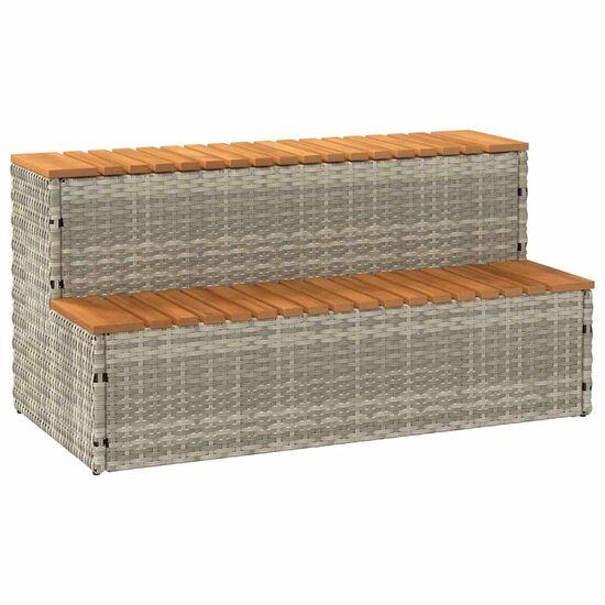 Hottub-Opstap 100X50X50,5 Cm Poly Rattan&amp;Massief Acaciahout 100 x 50 x 50.5 cm Lichtgrijs