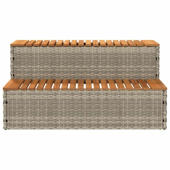 Hottub-Opstap 100X50X50,5 Cm Poly Rattan&amp;Massief Acaciahout 100 x 50 x 50.5 cm Lichtgrijs