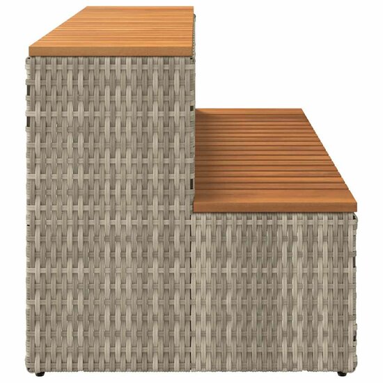 Hottub-Opstap 100X50X50,5 Cm Poly Rattan&amp;Massief Acaciahout 100 x 50 x 50.5 cm Lichtgrijs