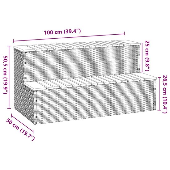 Hottub-Opstap 100X50X50,5 Cm Poly Rattan&amp;Massief Acaciahout 100 x 50 x 50.5 cm Lichtgrijs