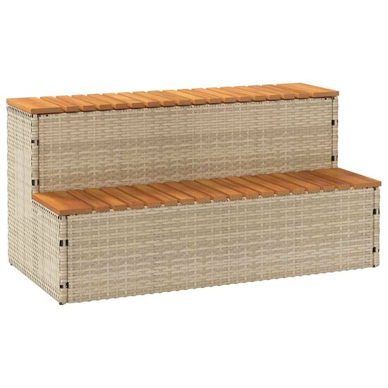 Hottub-Opstap 100X50X50,5 Cm Poly Rattan&amp;Massief Acaciahout 100 x 50 x 50.5 cm Beige