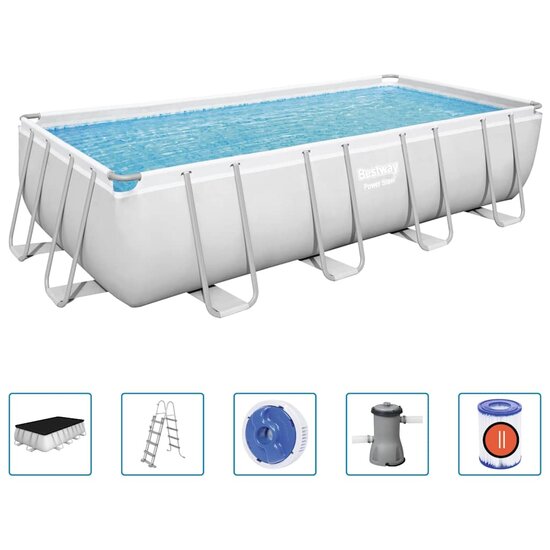 Bestway Zwembadset Power Steel Rechthoekig 488 x 244 x 122 cm
