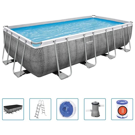 Bestway Zwembadset Power Steel Rechthoekig 488 x 244 x 122 cm