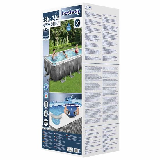 Bestway Zwembadset Power Steel Rechthoekig 488 x 244 x 122 cm