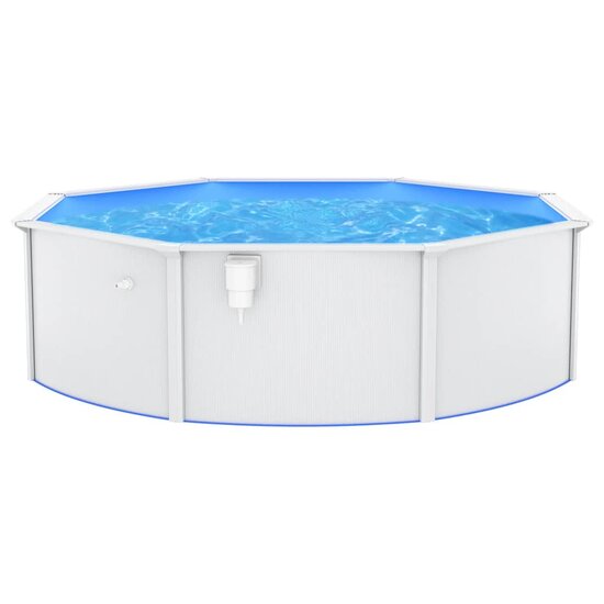 Met Stalen Wand Rond 460X120 Cm Wit &Oslash; 460 x 120 cm Zwembad