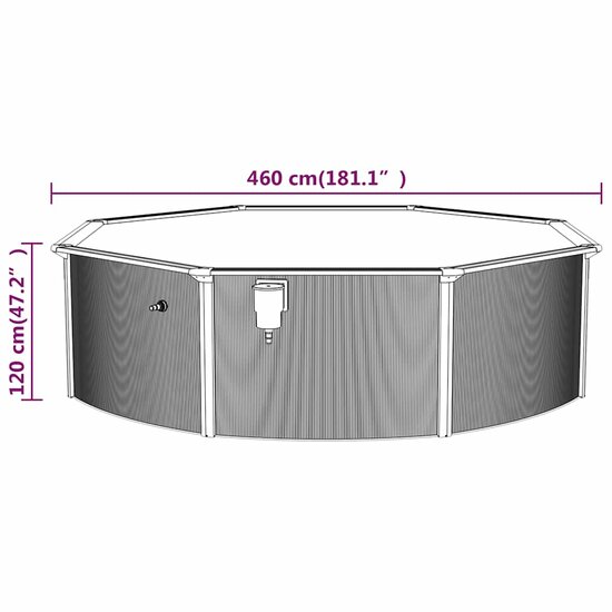 Met Stalen Wand Rond 460X120 Cm Wit &Oslash; 460 x 120 cm Zwembad