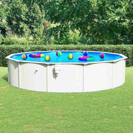 Met Stalen Wand Rond 550X120 Cm Wit &Oslash; 550 x 120 cm Zwembad