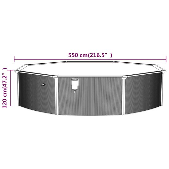 Met Stalen Wand Rond 550X120 Cm Wit &Oslash; 550 x 120 cm Zwembad