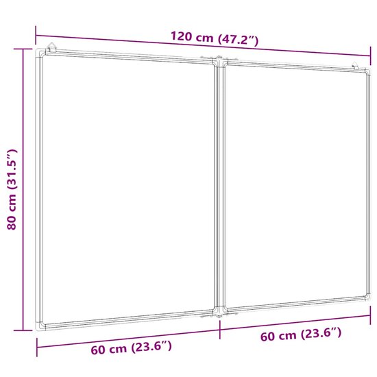 Whiteboard Magnetisch Inklapbaar 120X80X1,7 Cm Aluminium 120 x 80 x 1.7 cm