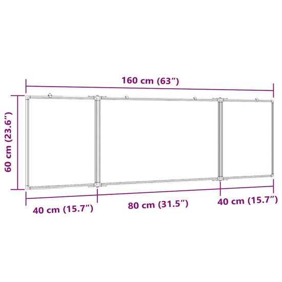 Whiteboard Magnetisch Inklapbaar 160X60X1,7 Cm Aluminium 160 x 60 x 1.7 cm