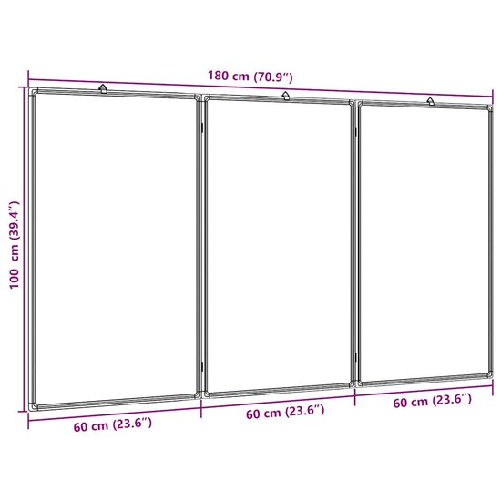 Whiteboard Magnetisch Inklapbaar 180X100X1,7 Cm Aluminium 180 x 100 x 1.7 cm