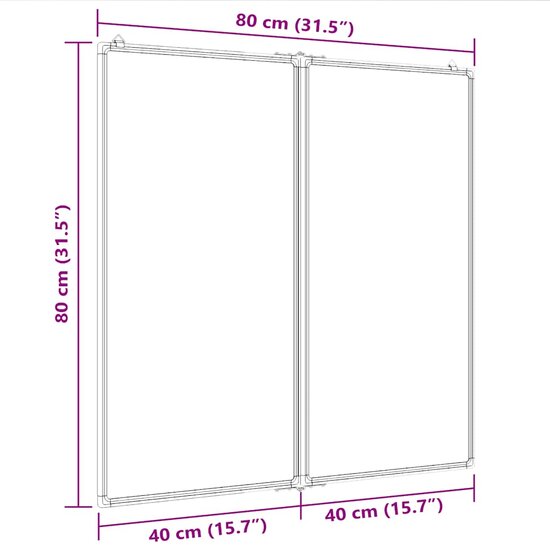 Whiteboard Magnetisch Inklapbaar 80X80X1,7 Cm Aluminium 80 x 80 x 1.7 cm