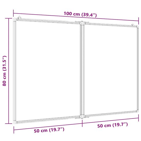 Whiteboard Magnetisch Inklapbaar 100X80X1,7 Cm Aluminium 100 x 80 x 1.7 cm