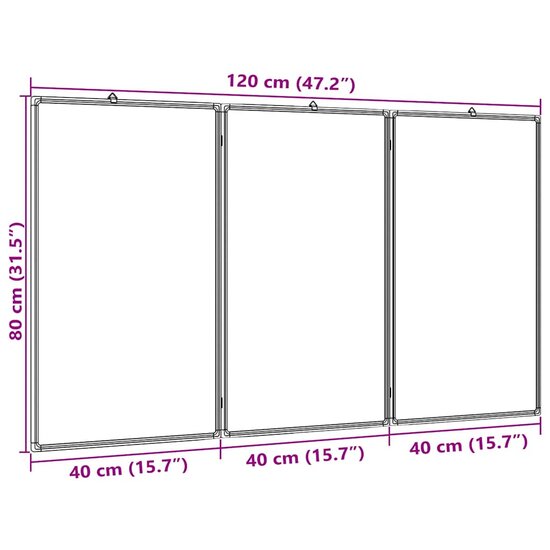 Whiteboard Magnetisch Inklapbaar 120X80X1,7 Cm Aluminium 120 x 80 x 1.7 cm