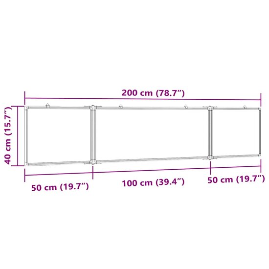 Whiteboard Magnetisch Inklapbaar 200X40X1,7 Cm Aluminium 200 x 40 x 1.7 cm