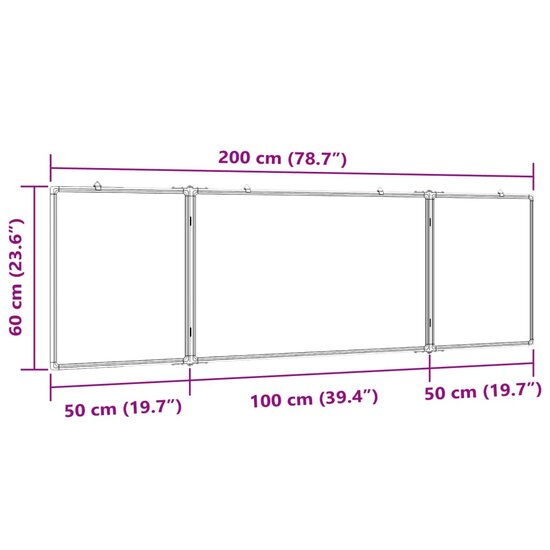 Whiteboard Magnetisch Inklapbaar 200X60X1,7 Cm Aluminium 200 x 60 x 1.7 cm