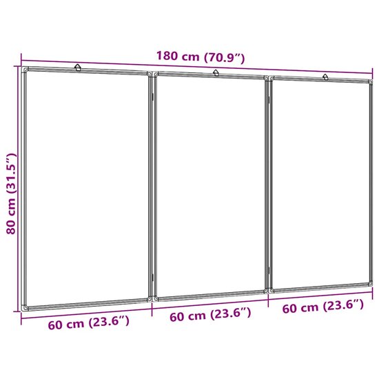 Whiteboard Magnetisch Inklapbaar 180X80X1,7 Cm Aluminium 180 x 80 x 1.7 cm
