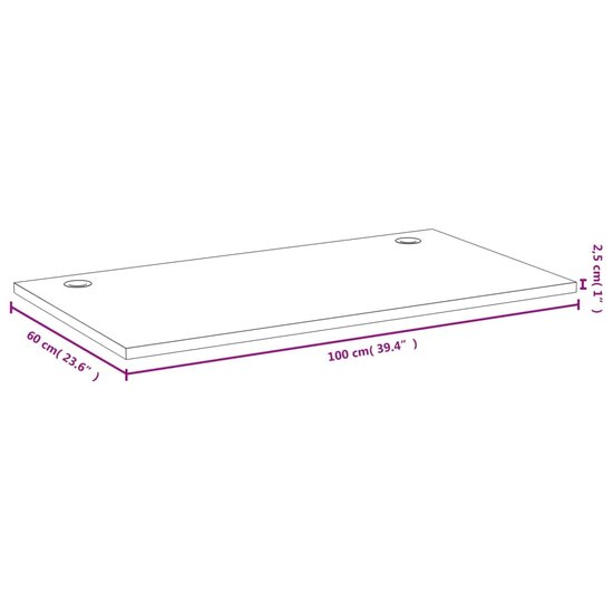 Bureaublad 100X60X2,5 Cm Bamboe 100 x 60 x 2.5 cm