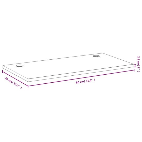 Bureaublad 80X40X2,5 Cm Bamboe 80 x 40 x 2.5 cm