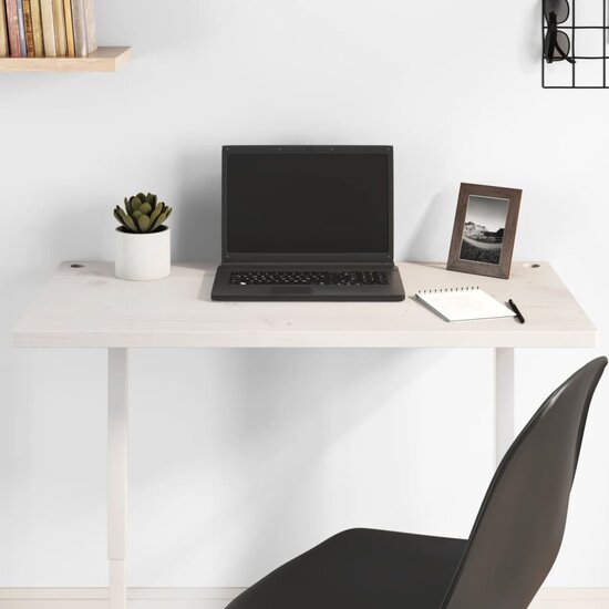 Bureaublad 80x40x2,5 cm massief grenenhout wit