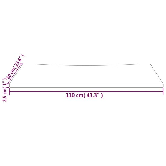 Bureaublad 110X60X2,5 Cm Massief Grenenhout 110 x 60 x 2.5 cm Naturel