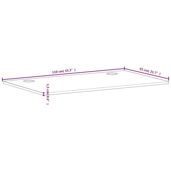 Bureaublad 110X55X1,5 Cm Massief Beukenhout 110 x 55 x 1.5 cm Bruin