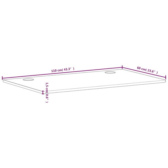 Bureaublad 110X60X1,5 Cm Massief Beukenhout 110 x 60 x 1.5 cm Bruin