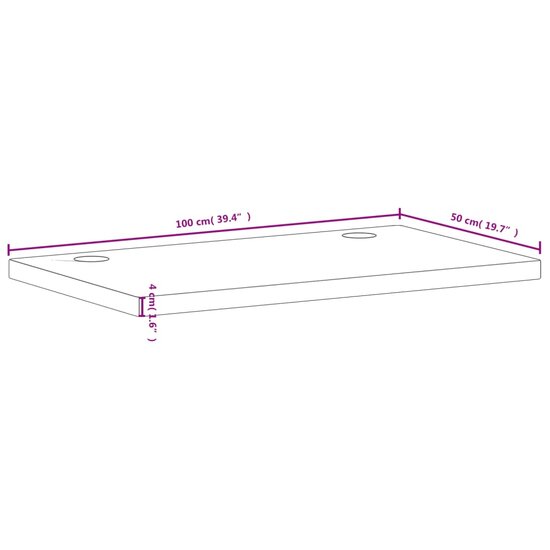 Bureaublad Massief Beukenhout 100 x 50 x 4 cm Bruin
