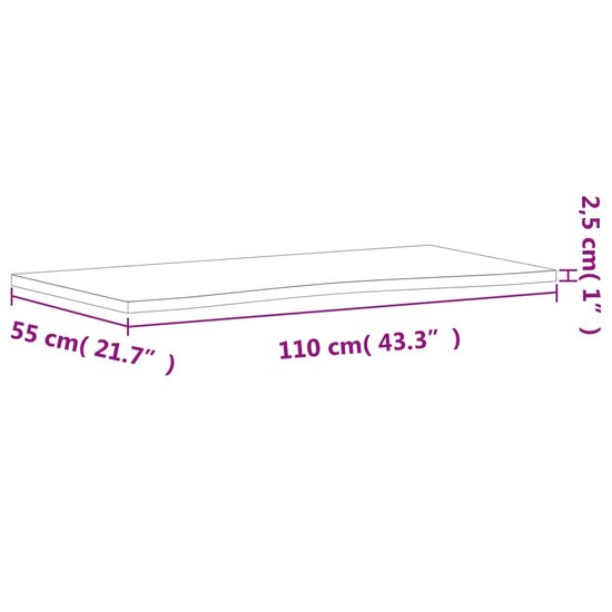 Bureaublad 110X(50-55)X2,5 Cm Massief Beukenhout 110 x (50-55) x 2.5 cm Naturel