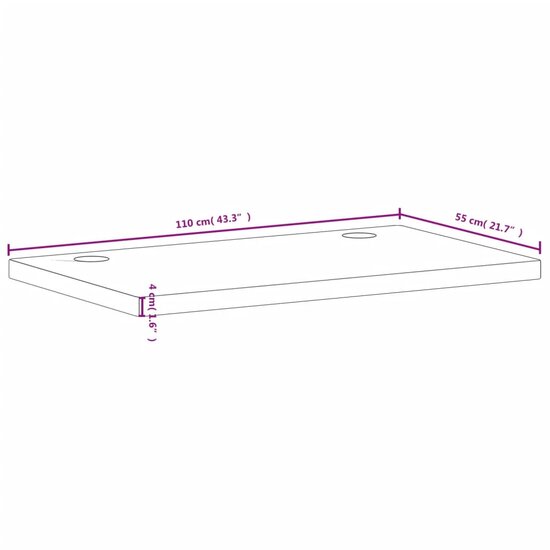 Bureaublad 110x55x4 cm massief beukenhout