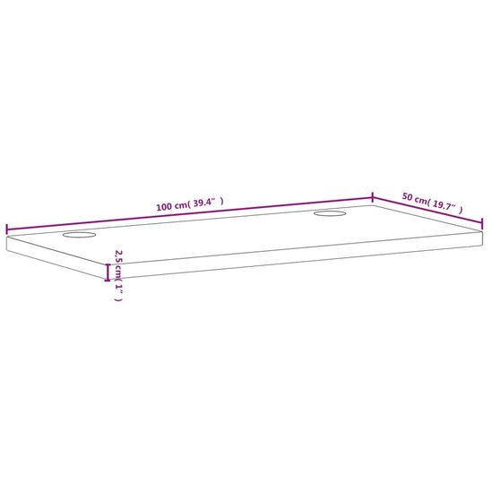 Bureaublad 100x50x2,5 cm massief beukenhout