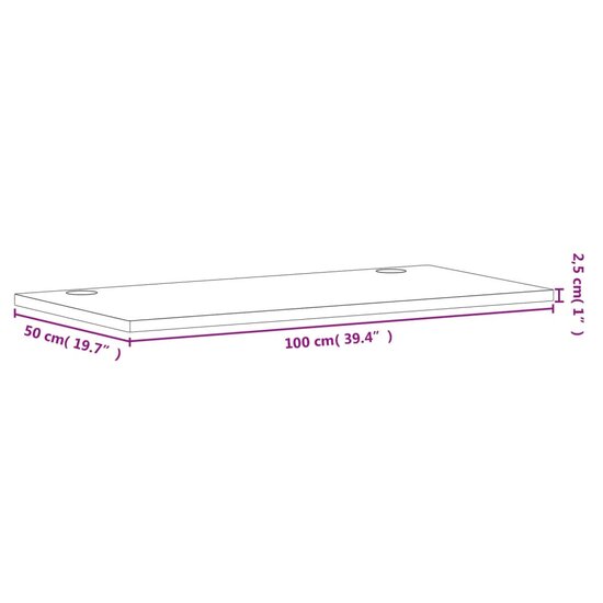 Bureaublad 100X50X2,5 Cm Massief Beukenhout 100 x 50 x 2.5 cm Naturel