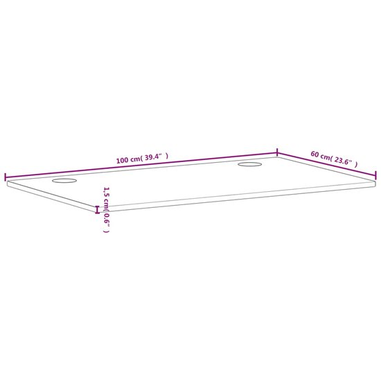Bureaublad 100X60X1,5 Cm Massief Beukenhout 100 x 60 x 1.5 cm Bruin