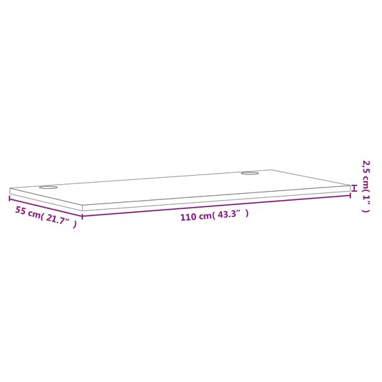 Bureaublad 110X55X2,5 Cm Massief Beukenhout 110 x 55 x 2.5 cm Naturel