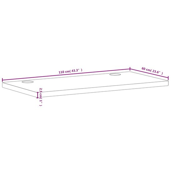 Bureaublad 110X60X2,5 Cm Massief Beukenhout 110 x 60 x 2.5 cm Bruin