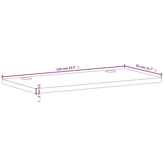Bureaublad 110X55X2,5 Cm Massief Beukenhout 110 x 55 x 2.5 cm Bruin