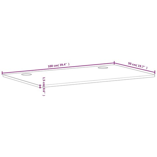 Bureaublad 100X50X1,5 Cm Massief Beukenhout 100 x 50 x 1.5 cm Bruin