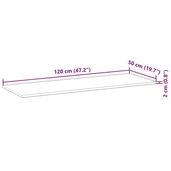 Bureaublad Onbehandeld Massief Acaciahout 120 x 50 x 2 cm Naturel