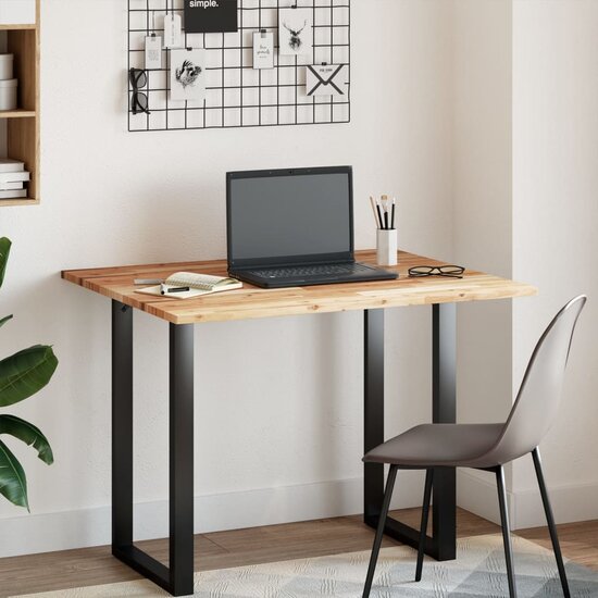 Bureaublad Met Olieafwerking Massief Acaciahout 100 x 80 x 2 cm Donkerbruin