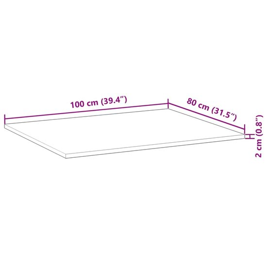 Bureaublad Met Olieafwerking Massief Acaciahout 100 x 80 x 2 cm Donkerbruin