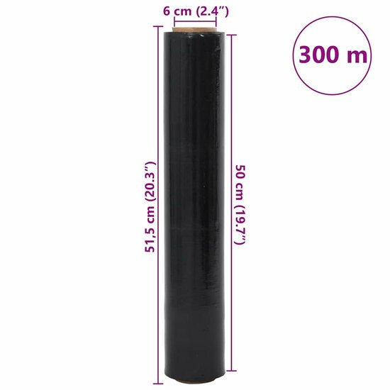 Stretchfilm 20 &Mu;m 6 50 cm x 300 m Zwart