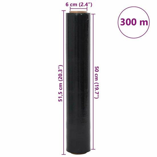 Stretchfilm 30 &Mu;m 6 50 cm x 300 m Zwart