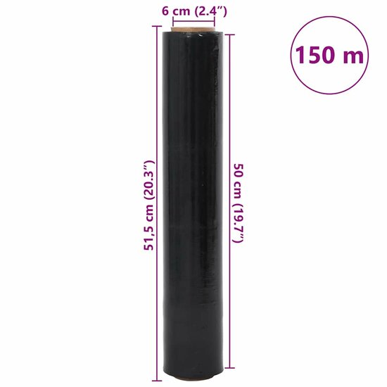 Stretchfilm 6 st 20 &mu;m 50 cm x 150 m zwart