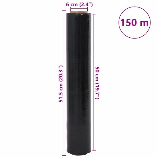 Stretchfilm 30 &Mu;m 6 50 cm x 150 m Zwart